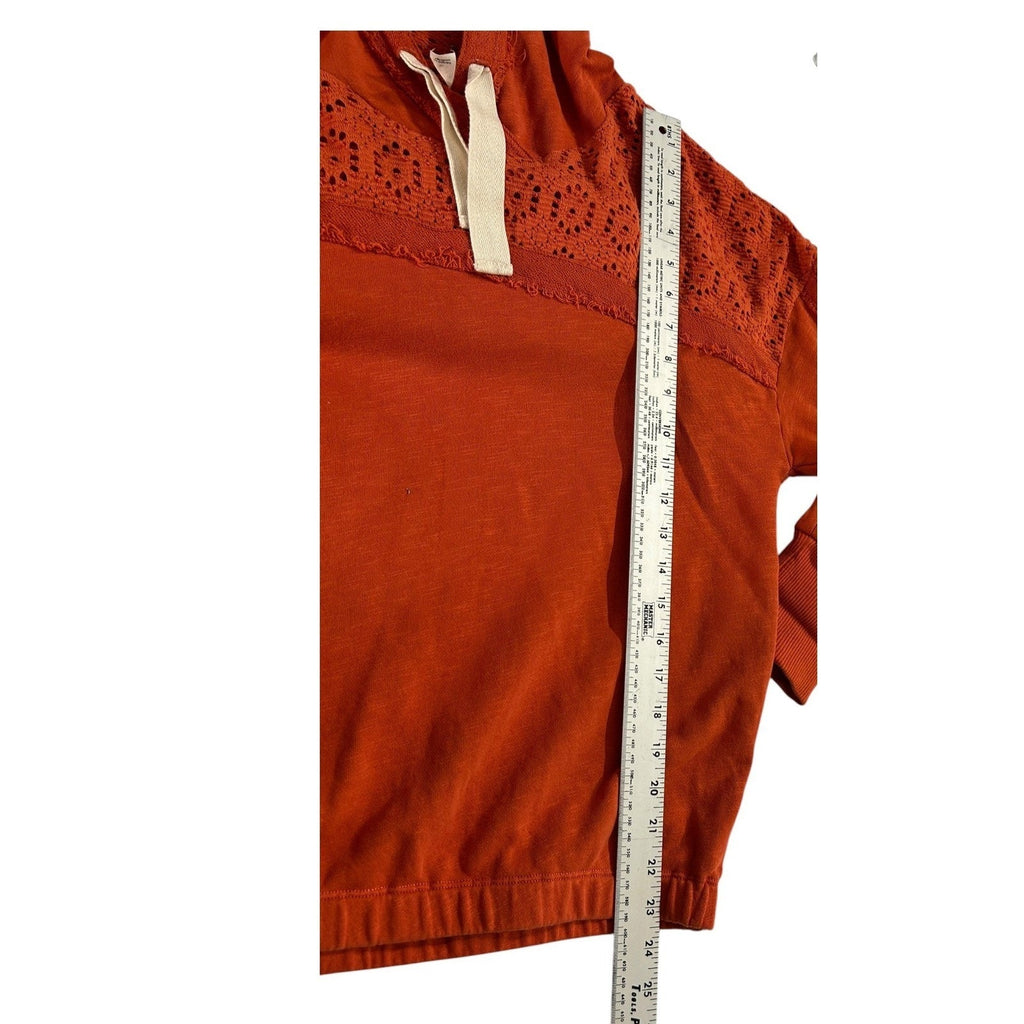 Daily Practice by Anthropologie Robyn Crochet Hoodie Orange Eyelet Medium