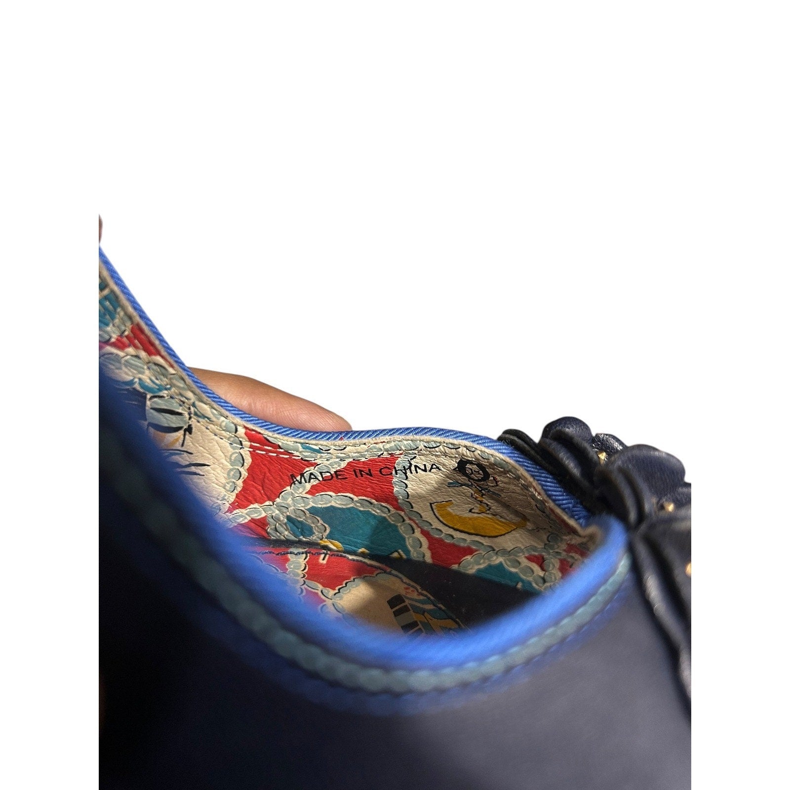 Miss L-Fire Navy Blue Peep Toe Floral Pumps Nautical Pirate Lining Size 40