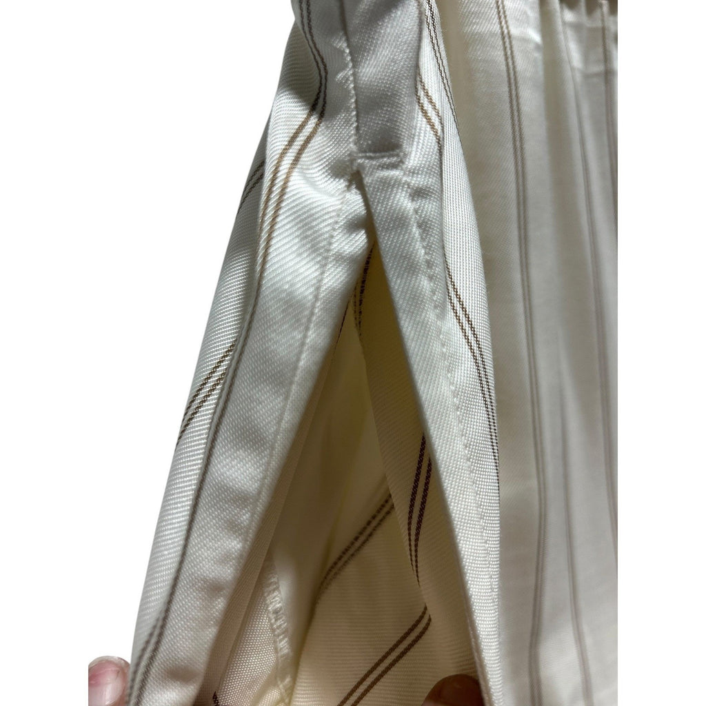 Jenni Kayne Striped Wide Leg Pull On Pants Ivory Tan Cuffed Size M