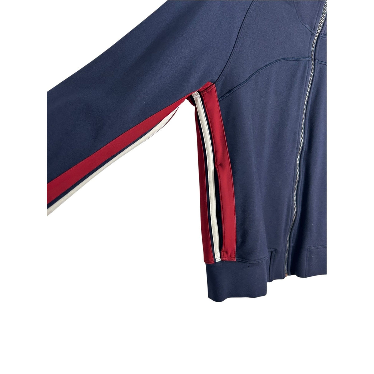 Lululemon Cover Your Tracks Jacket Navy Blue Red White Stripe 8 W4AK3S sporty