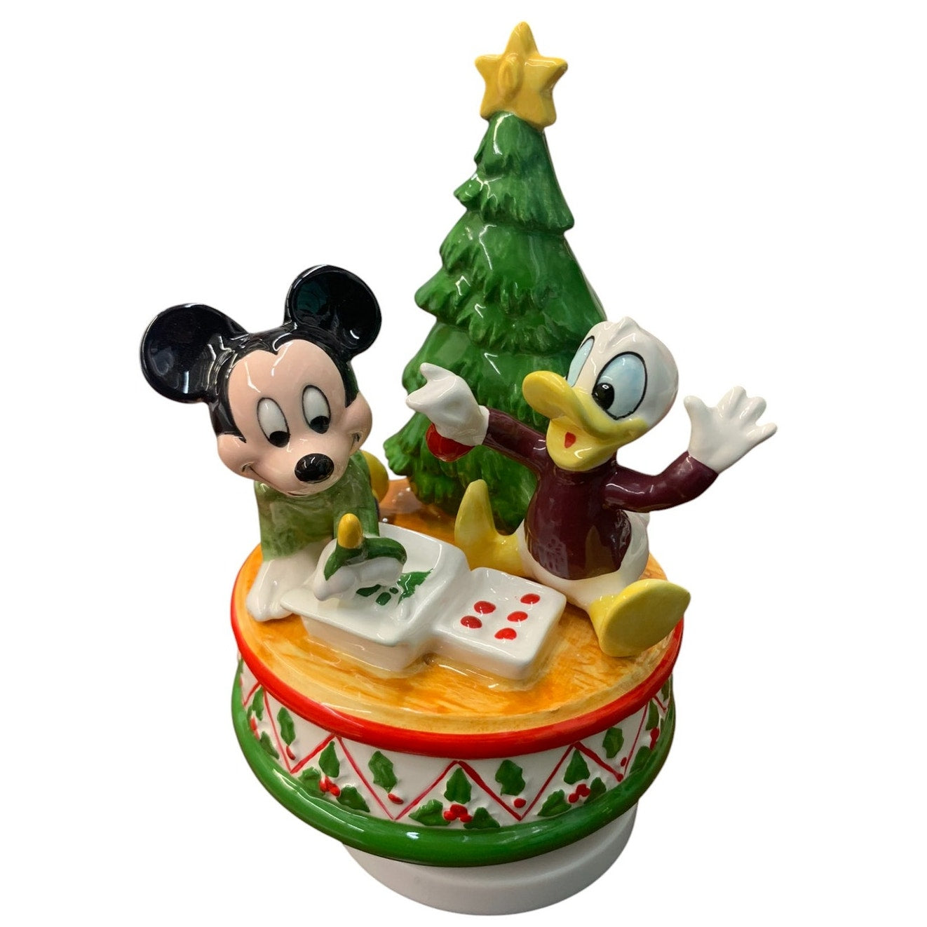 Vintage Disney SCHMID Mickey Mouse Donald Duck  Music Box Figure