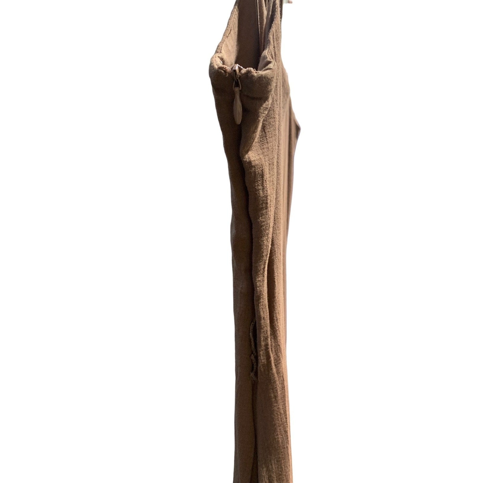 Maeve Anthropologie Brown Tiered Cotton Maxi Dress Silk Tie Back Size 0 NWT