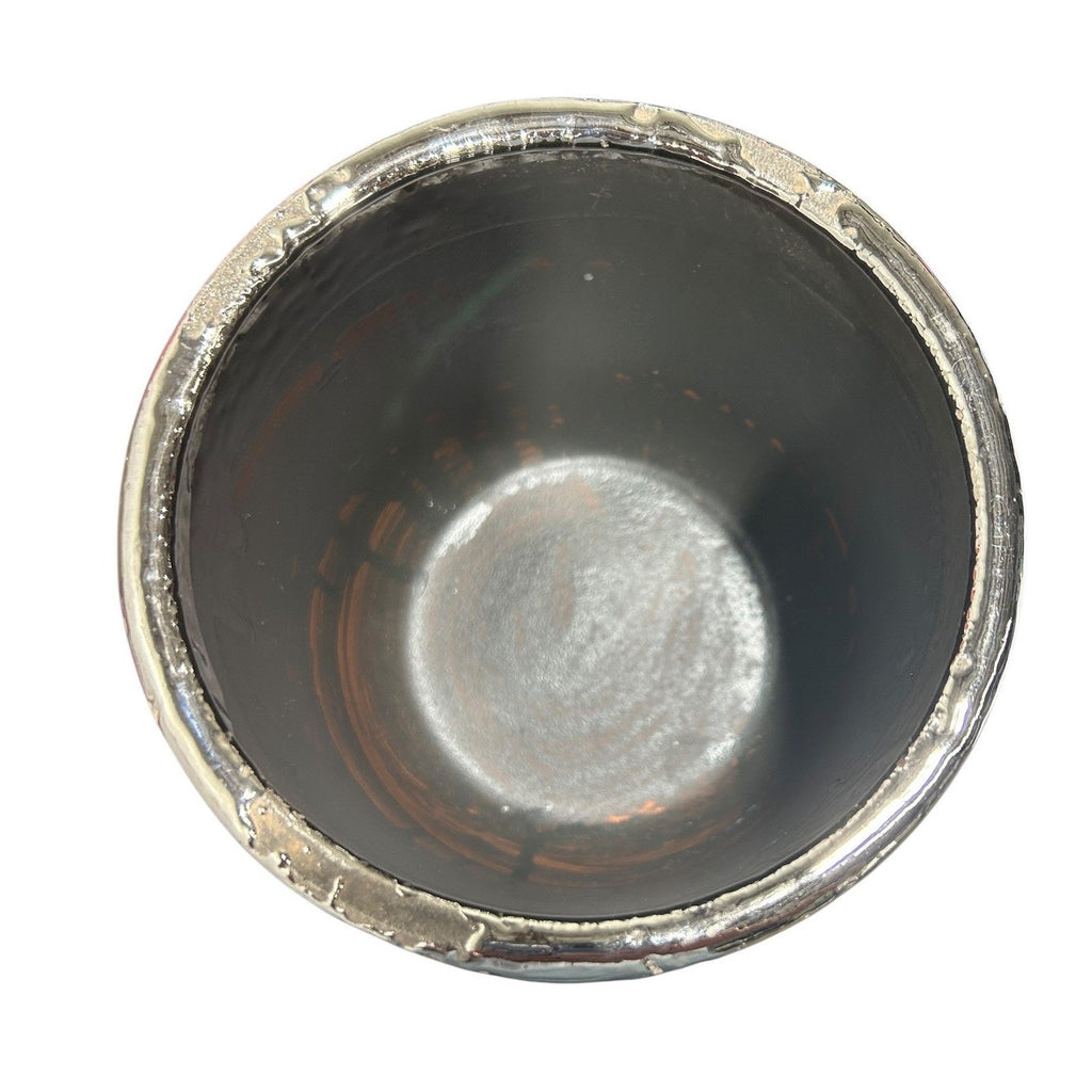 Anthropologie Metallic Crackle Herb Plant Pot