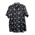 DIXXON Mens The Candle Short Sleeve Button Up Shirt Black White Graphic Print L