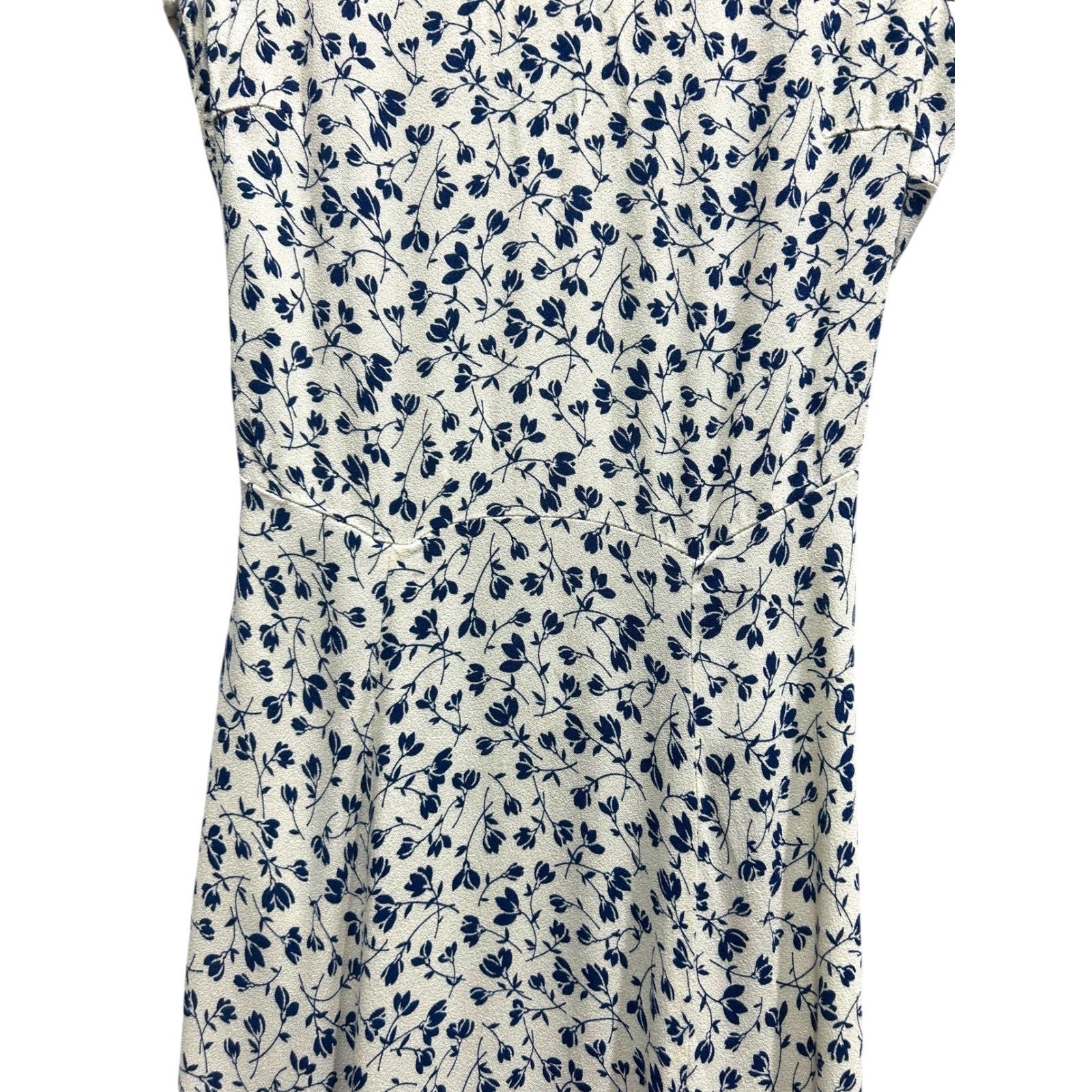 Reformation Gavin Blue Floral Midi Dress Cream Cap Sleeve Open Back Size 4 Slit