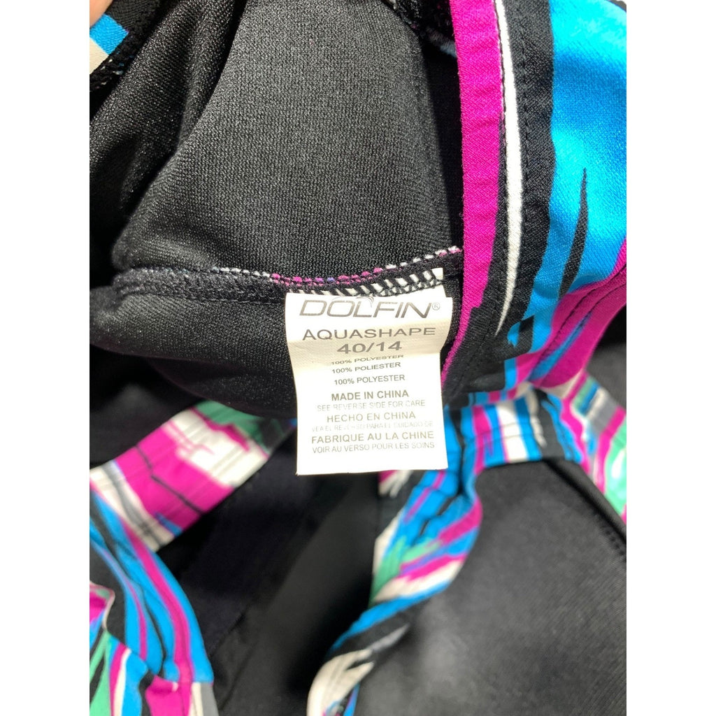 Dolfin Aquashape Womens 40/14 Conservative Lap Suit One Piece Swimsuit Multi NWT