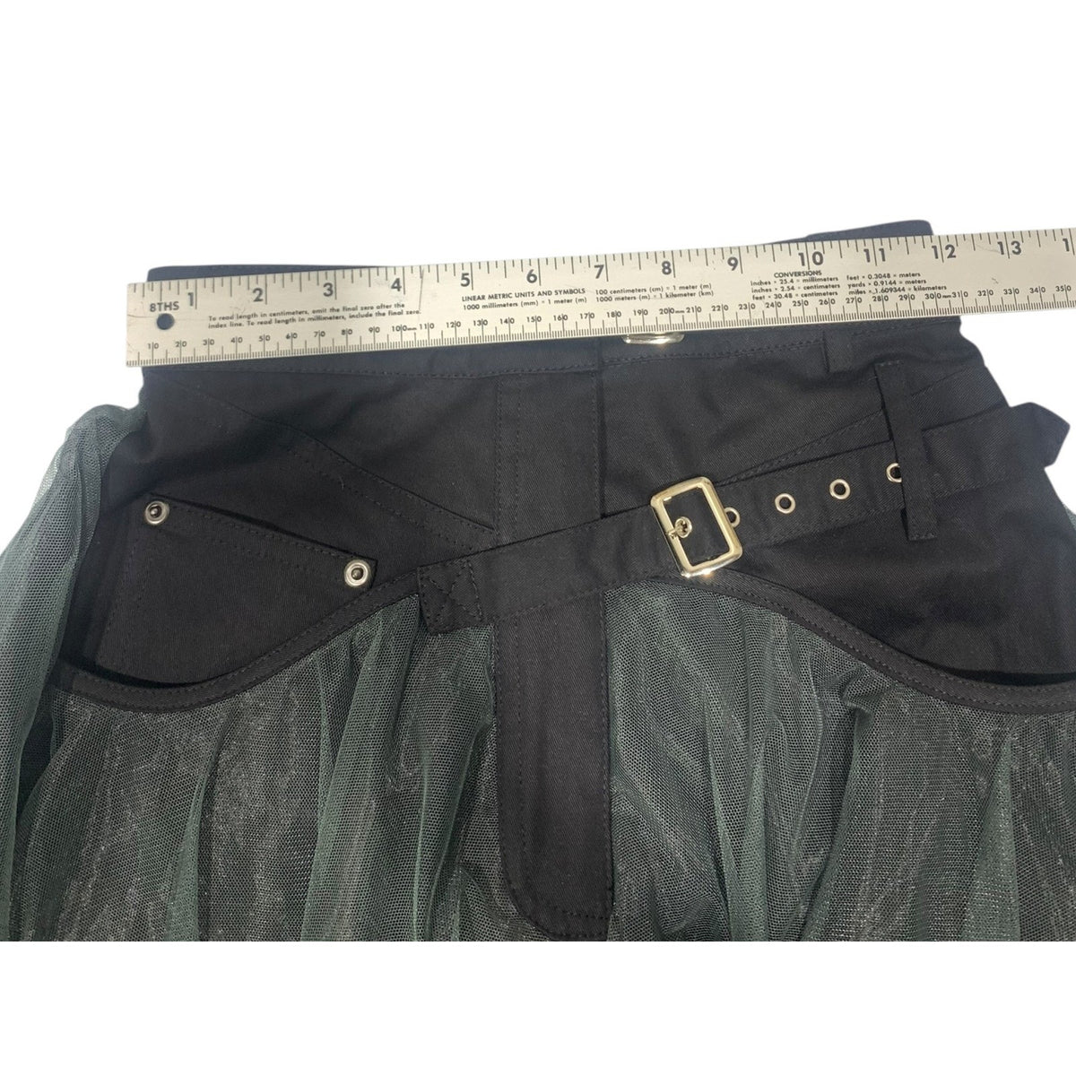Madonna & Co Womens Black denim Tulle skirt in black & grey whimsigoth witchy S