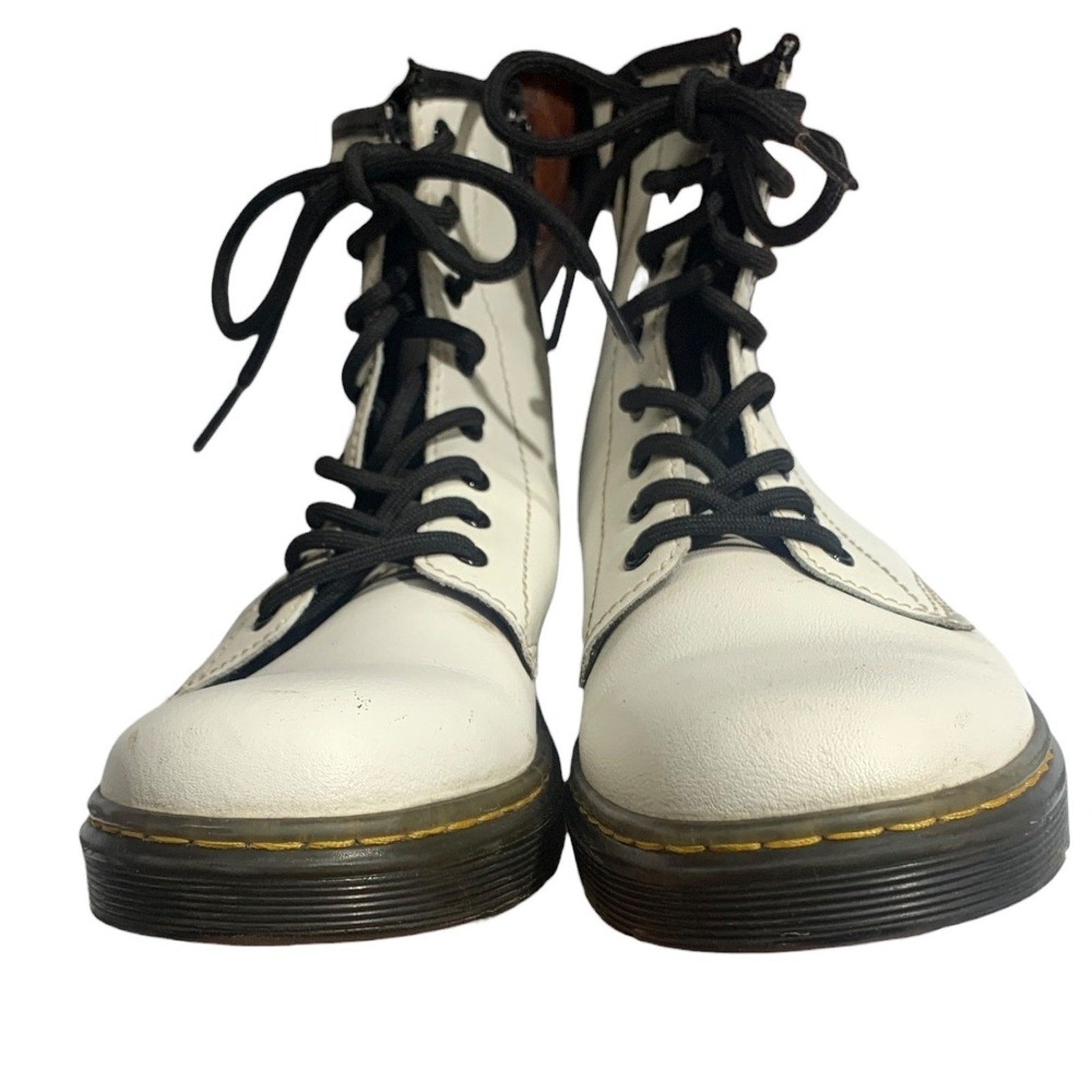 Dr Martens Kids White Zavala J Boots Size 4 US M 5 US L Side Zip Lace Up