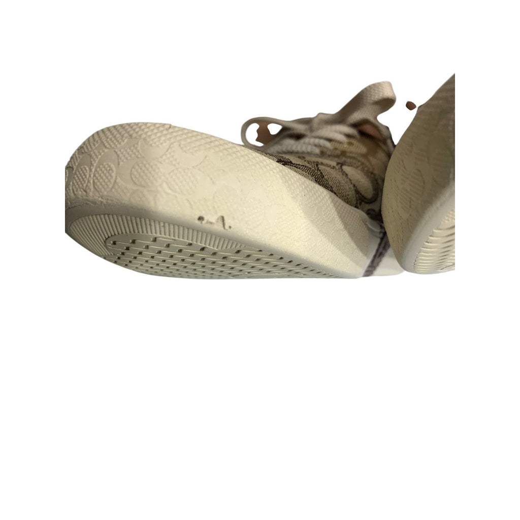 Coach C2705 Signature Monogram Canvas Low Top Sneakers Khaki Brown Womens 6.5B
