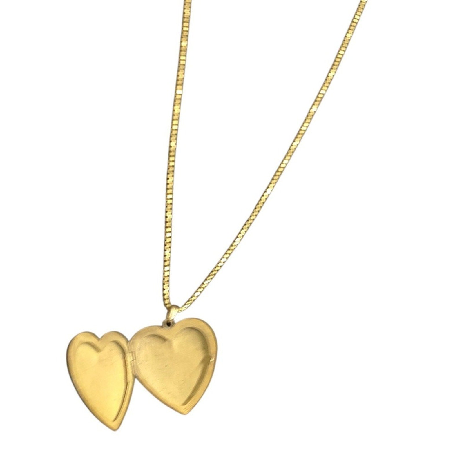 10K Gold Heart Locket with 18k Necklace Snake Chain Pendant