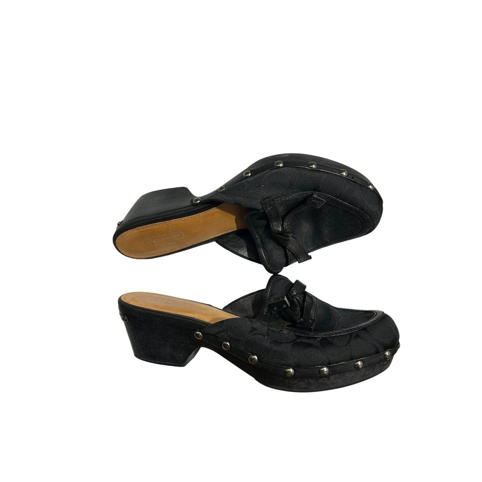 Coach TANYA Studded Platform Clogs Mules Heels Womens 7b classic office preppy