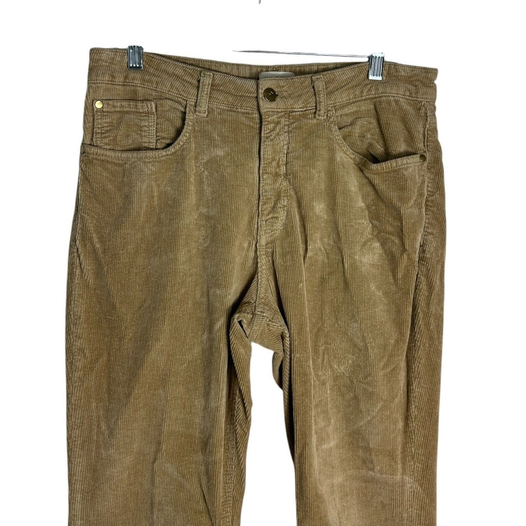 Anthropologie Pilcro The Yaya Mid-Rise Corduroy Crop Flare Jeans Tan Size 32
