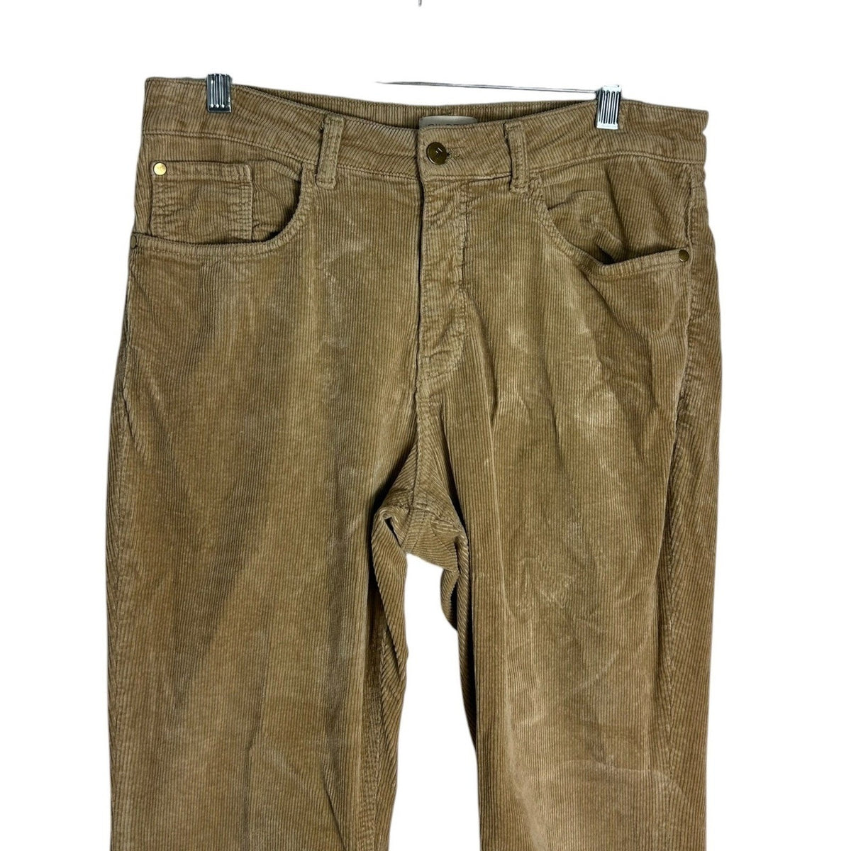 Anthropologie Pilcro The Yaya Mid-Rise Corduroy Crop Flare Jeans Tan Size 32