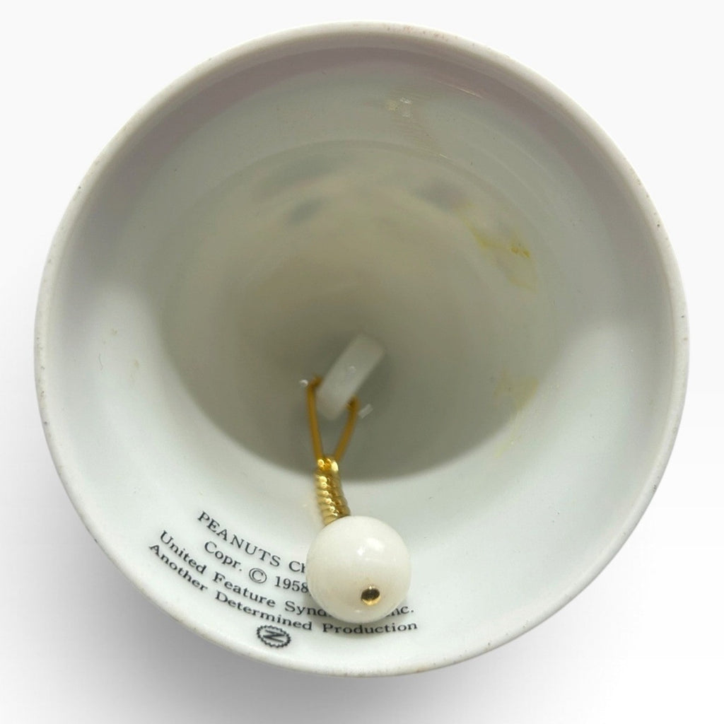 Vintage 1975 Peanuts Snoopy Woodstock Christmas Bell Ornament Ceramic 2.5"