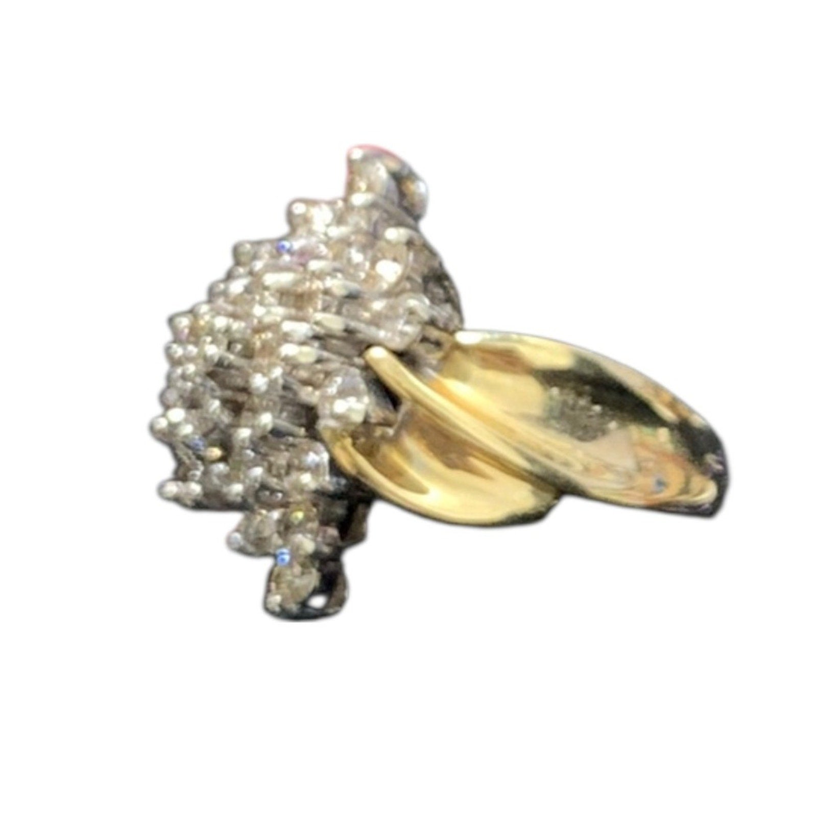 10K Yellow Gold 1ct Diamond Cluster Cocktail Ring 6.4g Vintage Style size 6.5 us