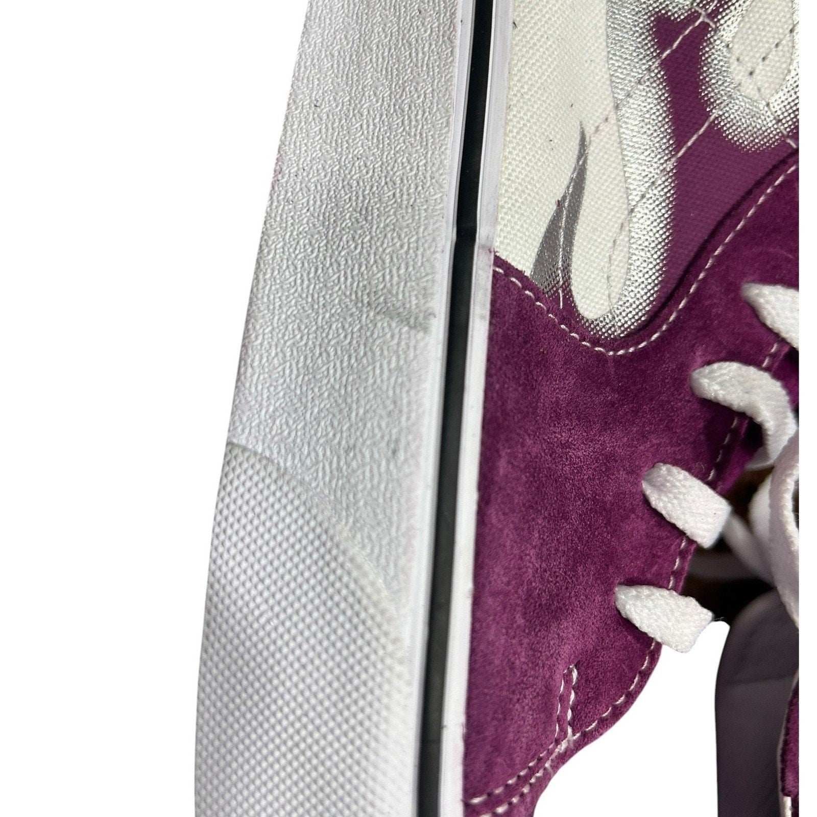 Vans Sk8-Hi Purple White Silver Flame High Top Sneakers Mens 12 Womens 13.5