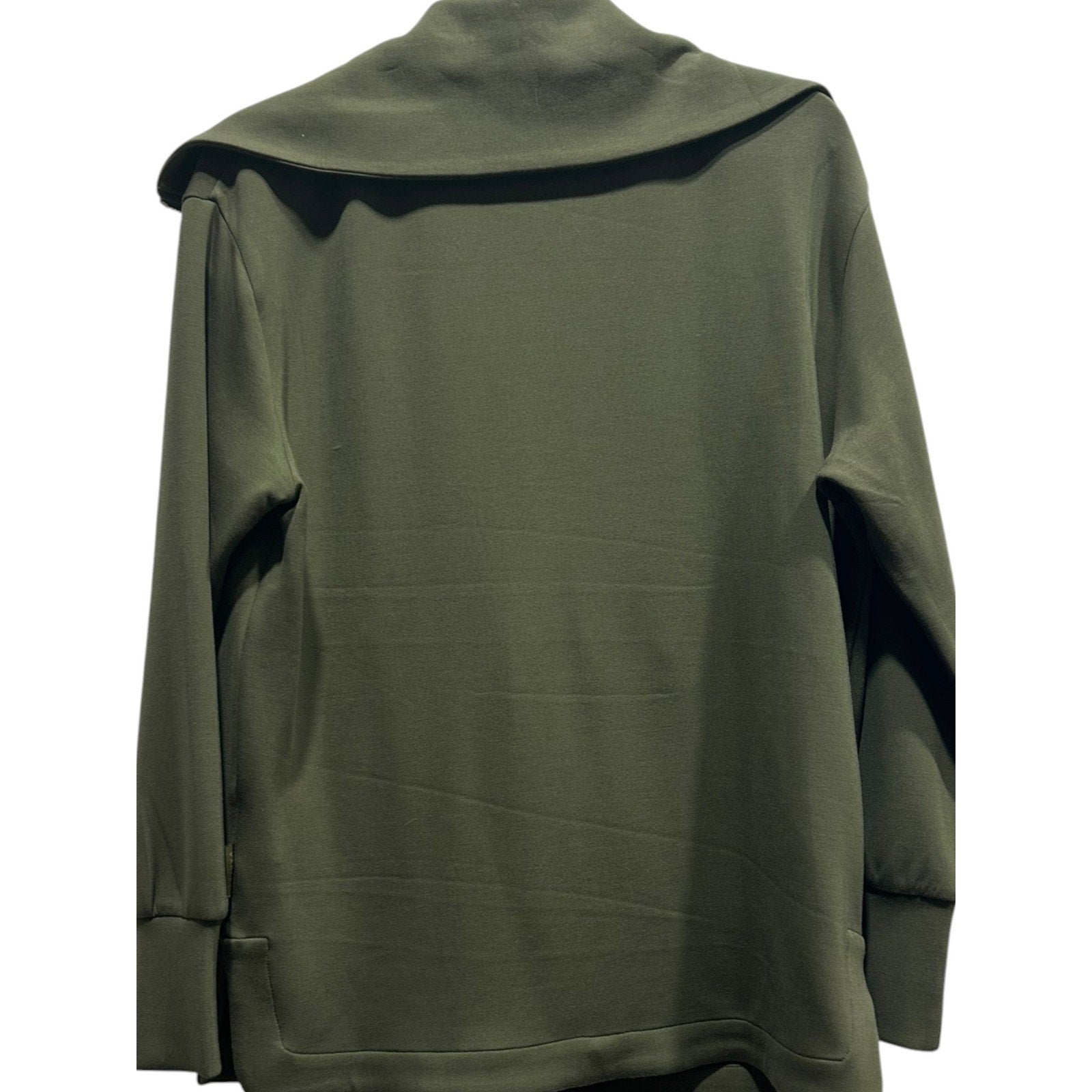 Varley Raleigh Zip Through Sweat DoubleSoft Olive Green Oversized Collar Small