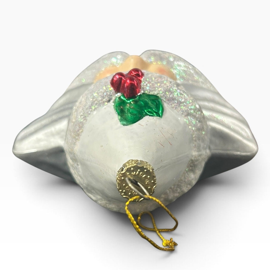 Kurt Adler Glass Santa Claus in Seashell Christmas Ornament Silver Glitter