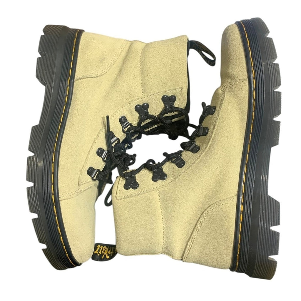 Dr. Martens AirWair Combs Suede Women's Combat Boot Cream SZ US L 9
