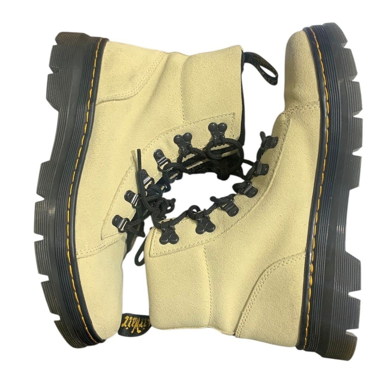 Dr. Martens AirWair Combs Suede Women's Combat Boot Cream SZ US L 9