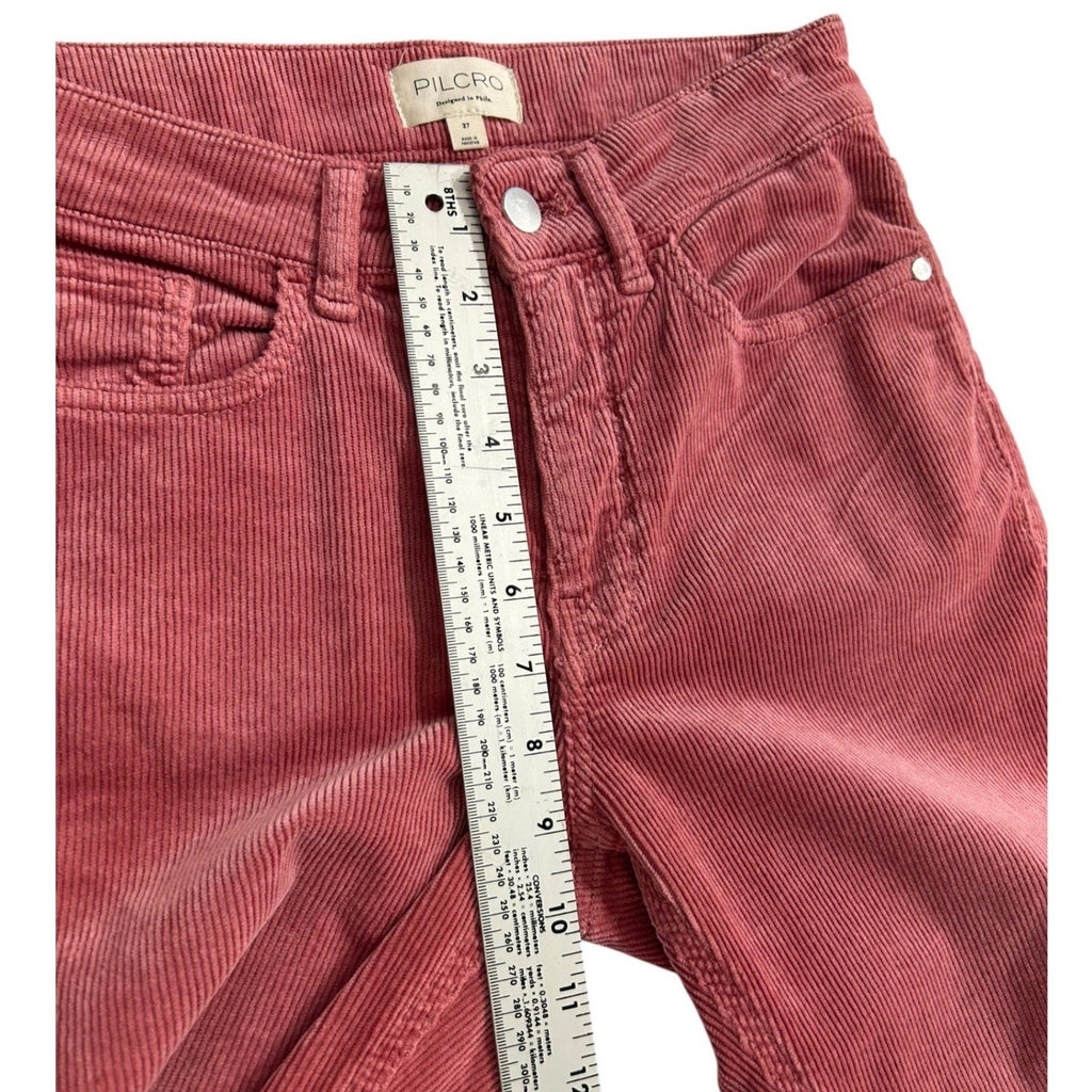 Anthropologie Pilcro The Yaya Mid-Rise Corduroy Crop Flare Jeans Pink 27