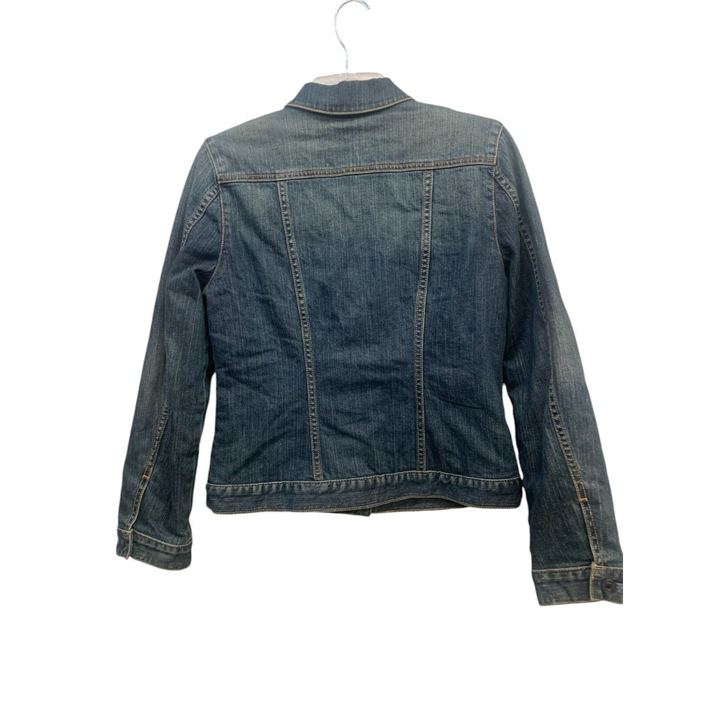 GAP Stretch Denim Jean Jacket Thick Wool Lining S Vintage Holiday 2003