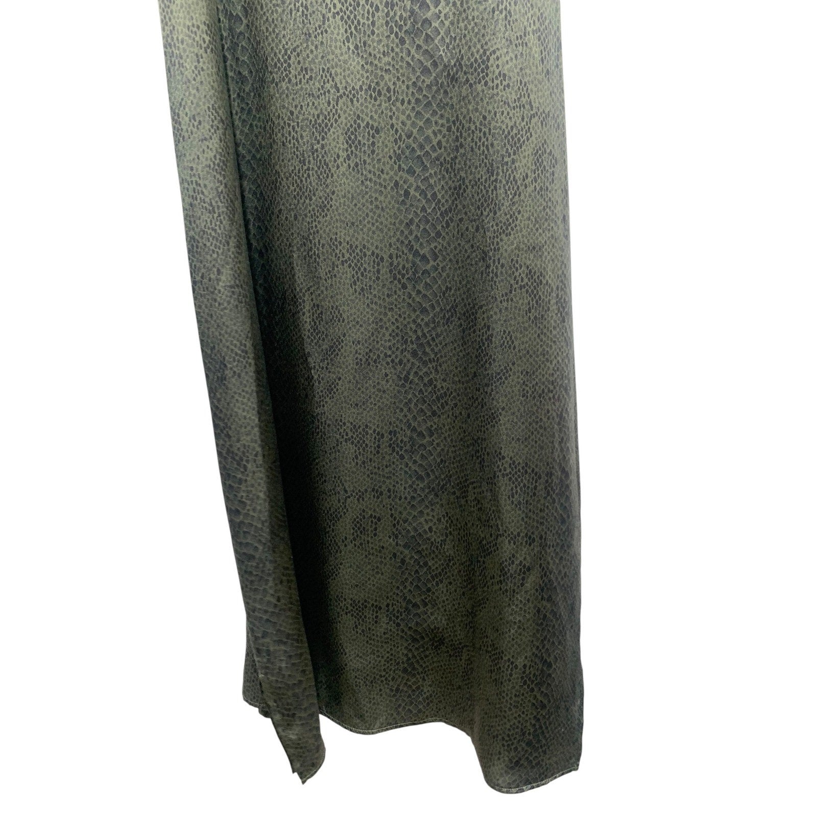ATM Black Green Snakeskin Slip Dress Midi Adjustable Straps M grunge 90's