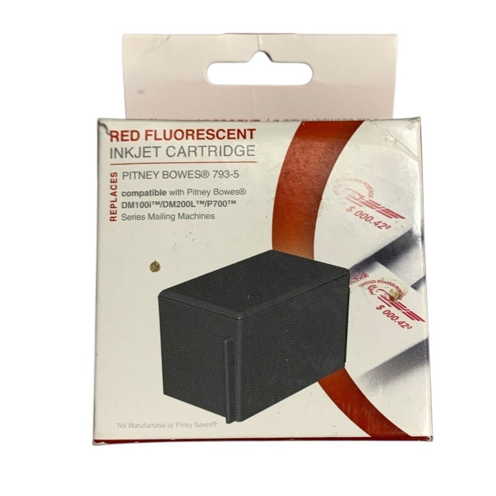 Red Fluorescent Inkjet Cartridge Replaces Pitney Bowes 793-5 DM100i DM200L P700