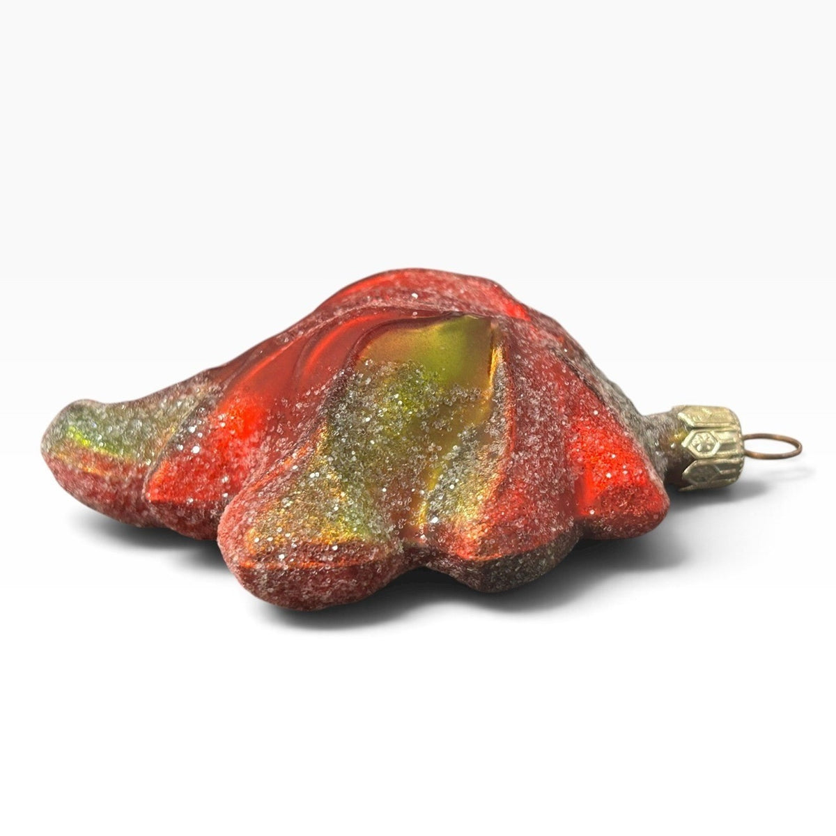 Christopher Radko Maple Frost Mini Glass Leaf Ornament Red Orange 4in x 3.5in