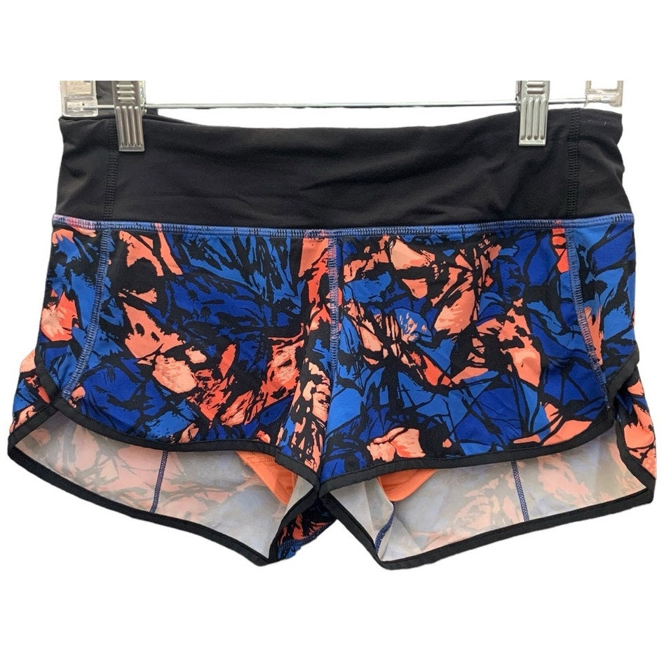 Lululemon Speed Short Paint Storm Harbor Blue Multi / Black SZ 4