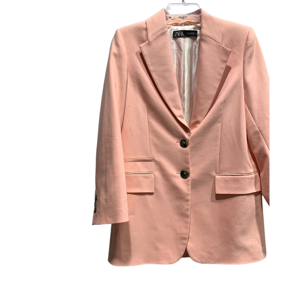 Zara Womens Peach Pink Tailored Longline Blazer Jacket 2851/230/666 Size M