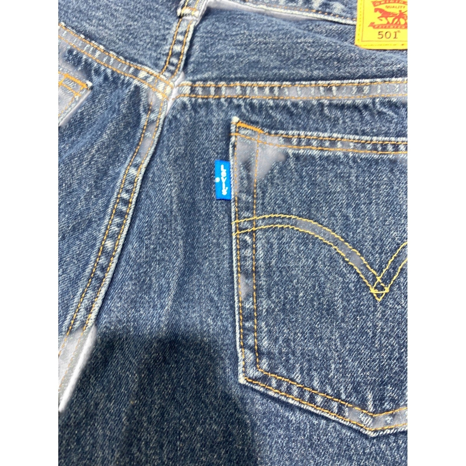Levi's x Super Mario 501 Denim Shorts Medium Wash Blue Cut Off Womens 30