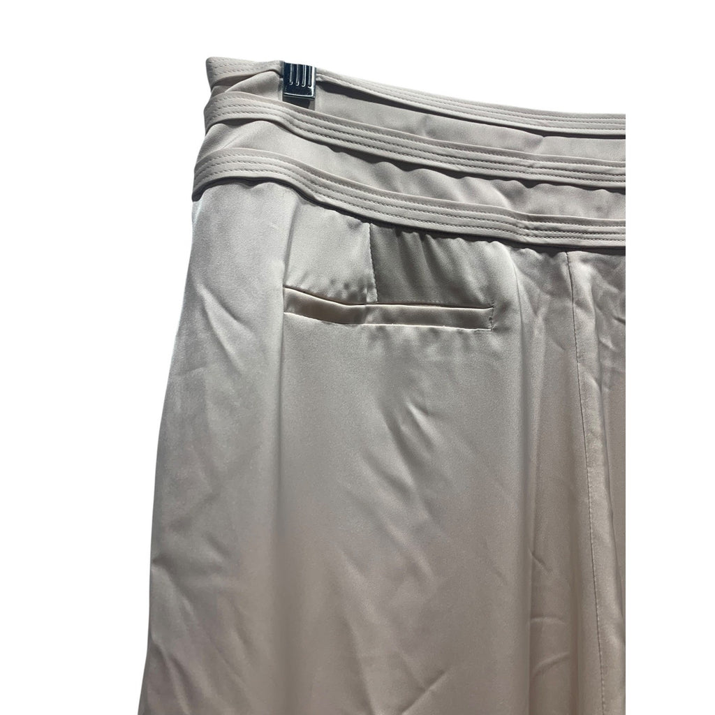 RAMY BROOK Pants NEW Size 8 Full Length Joss Pant Satin Wide Leg Trousers Beige