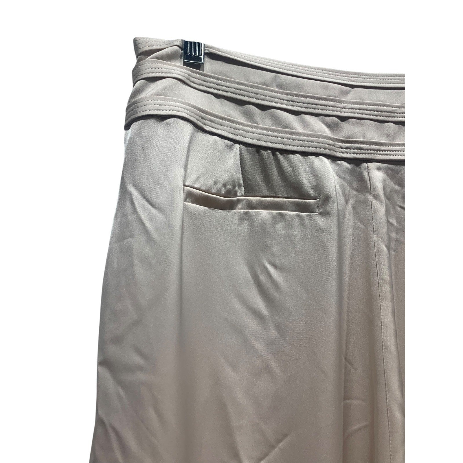 RAMY BROOK Pants NEW Size 8 Full Length Joss Pant Satin Wide Leg Trousers Beige