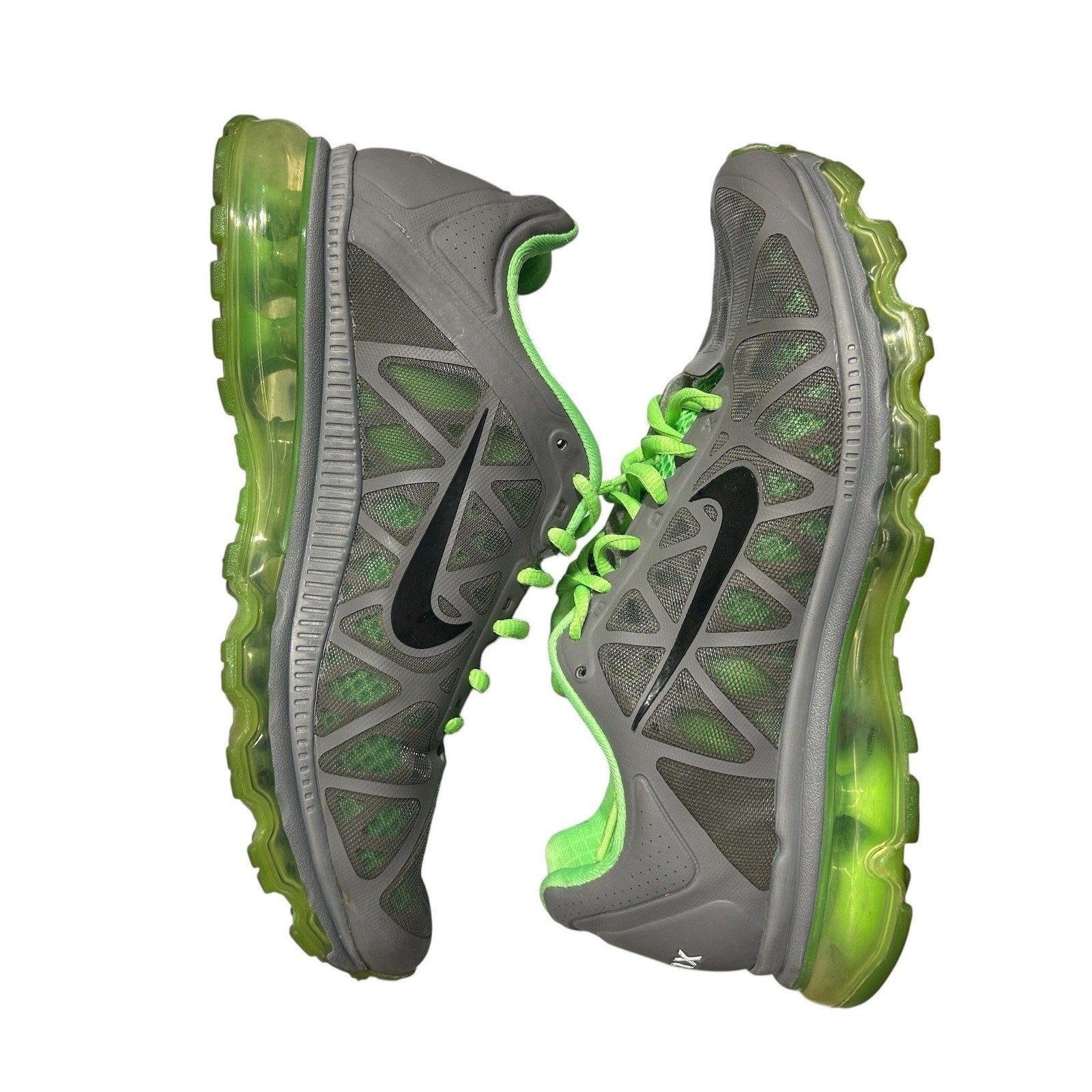 Nike Air Max 2011 Cool Grey Neon Green Mens 8.5 Running Shoes 429889-003