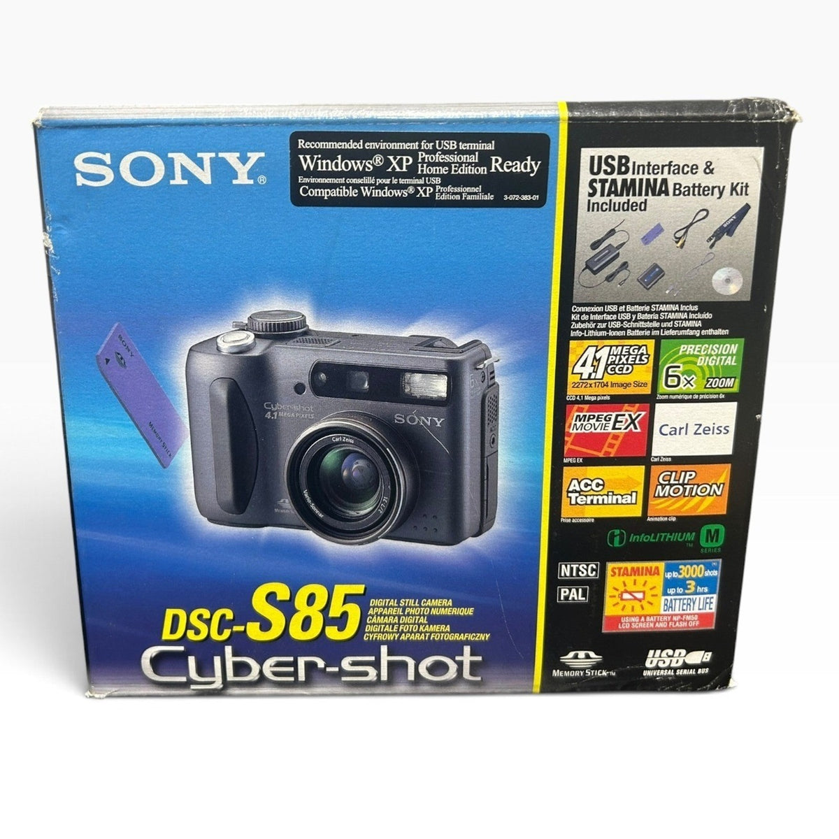Sony Cyber-shot DSC-S85 4.1MP Digital Camera Black Carl Zeiss Bundle with Box