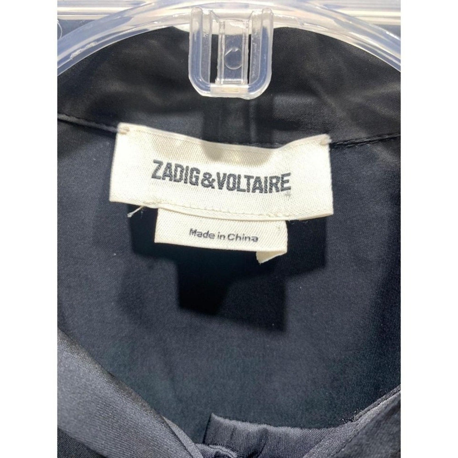 Zadig & Voltaire Touch Satin Bow Blouse Shirt M Black Long Sleeve career