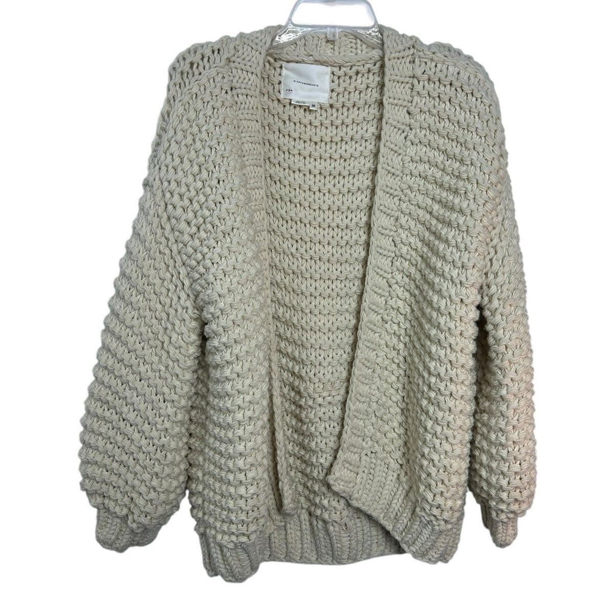 Anthropologie One Size Cream Chunky Knit Oversized Open Front Cardigan Sweater