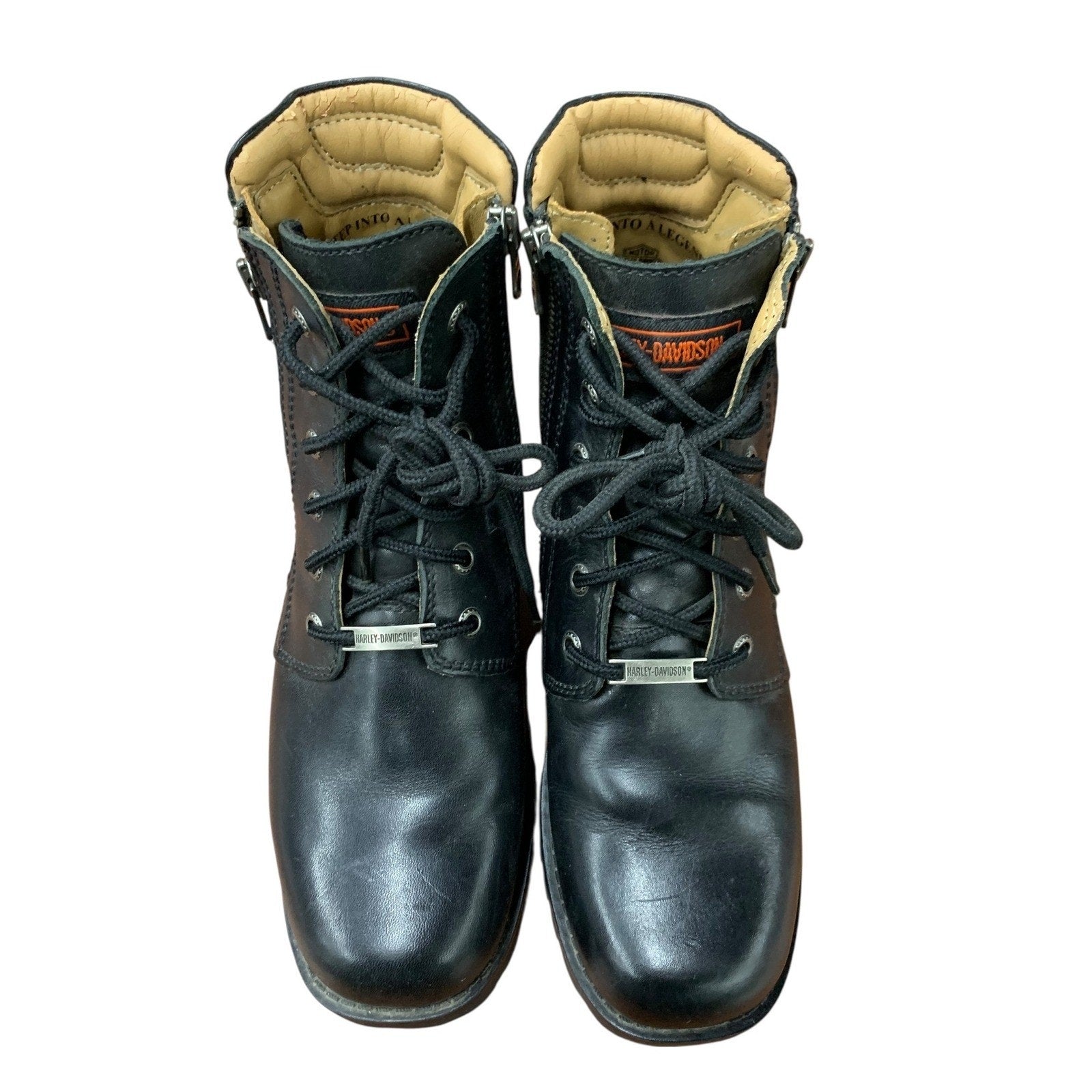 Harley-Davidson Men's Black Leather Lace Up Motorcycle Ankle Boots Size 7.5 USA