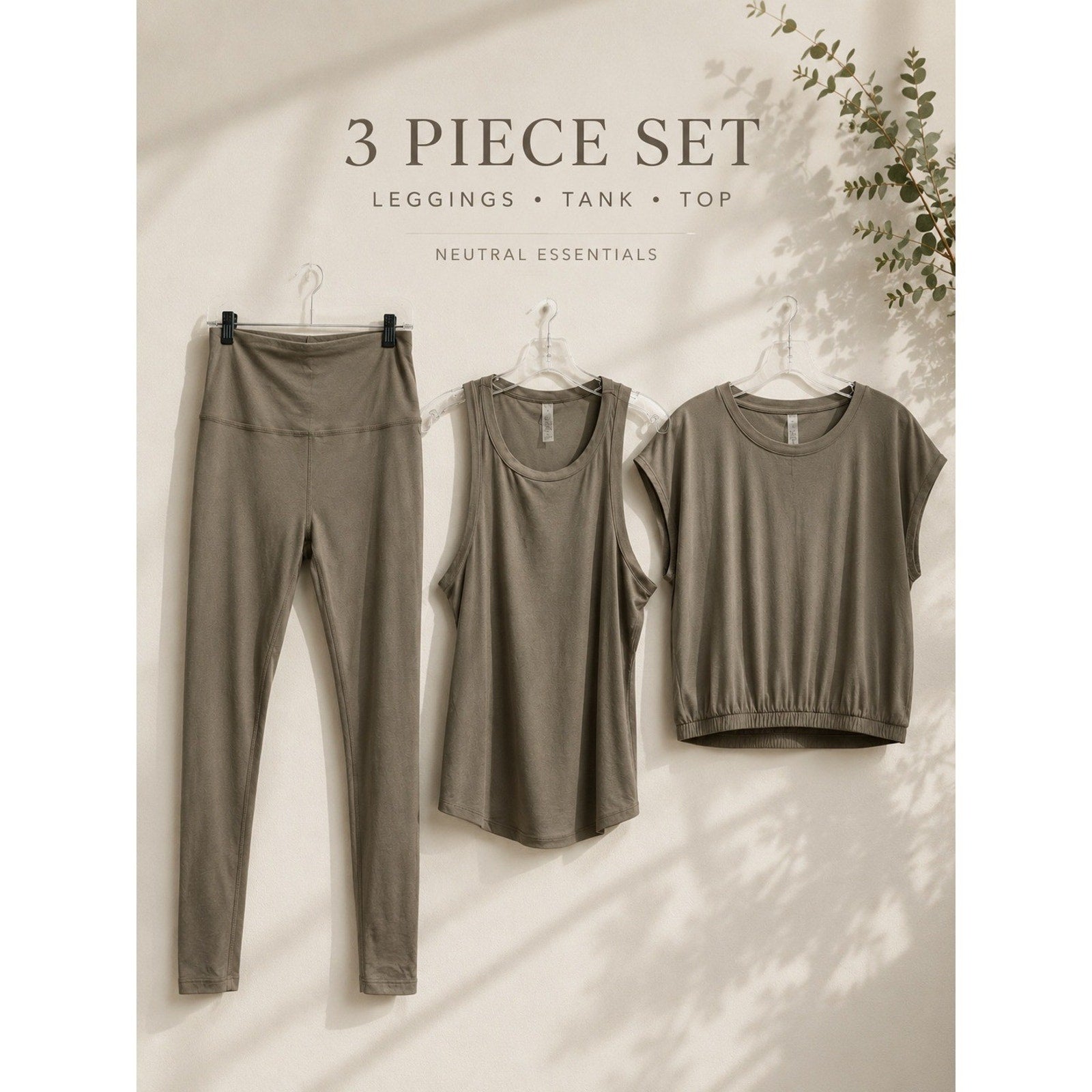Beyond Yoga High-Rise Seamless Leggings tank and top SETMauve Taupe Womens Small