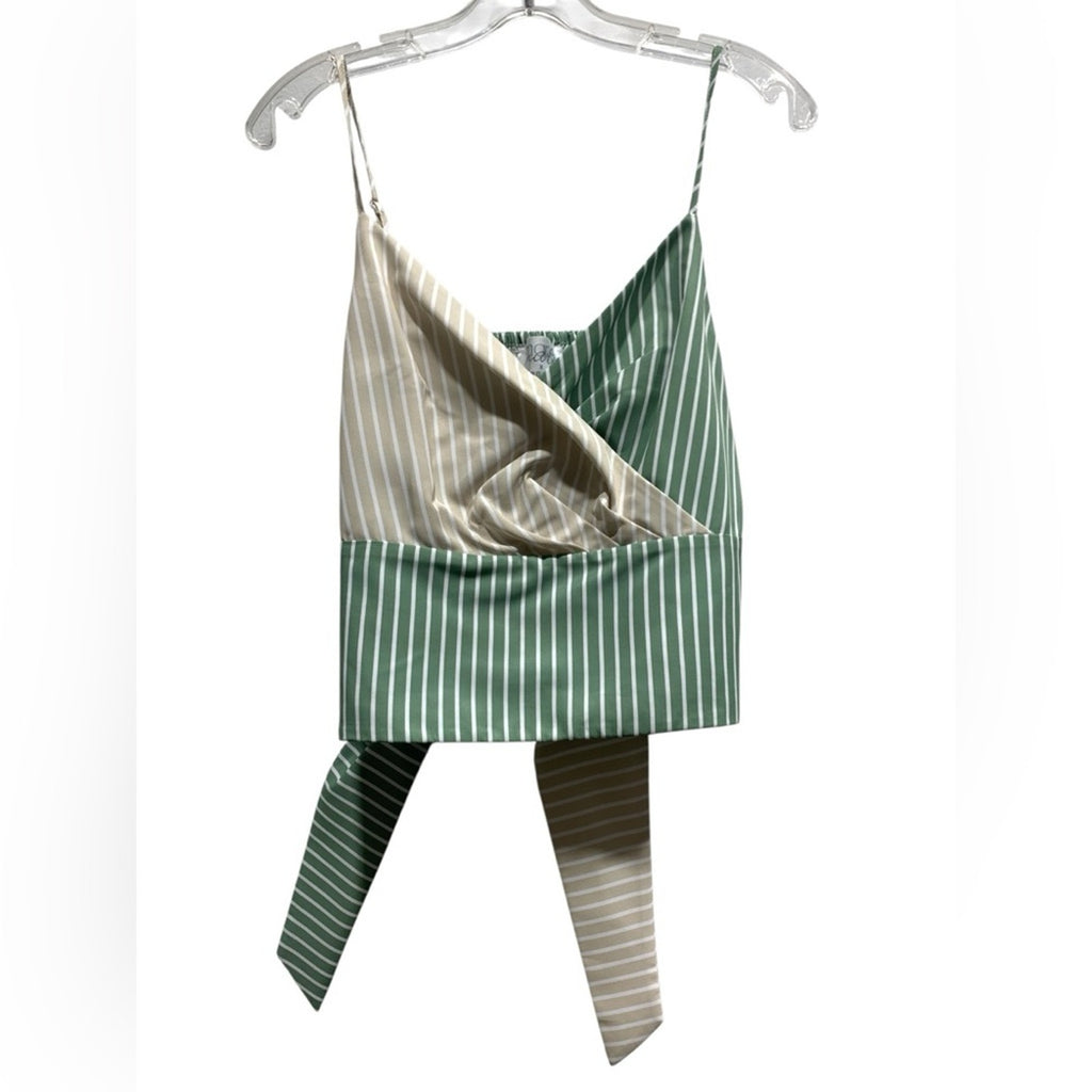 NWOT Mare Mare x Anthropologie Beige, Green Striped Tie Wrap Tank Top sz xs
