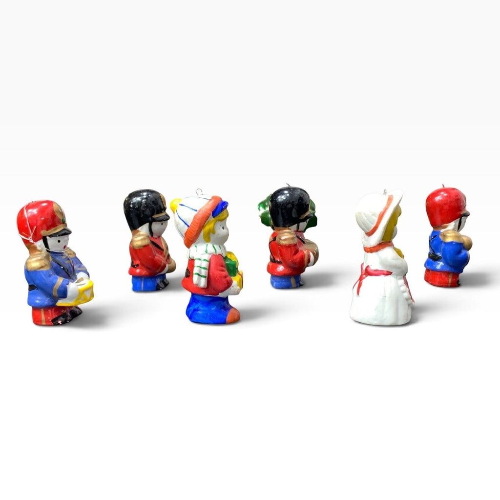 Vintage Christmas Ceramic Toy Soldier Marching Band Ornaments Set of 6 Multi