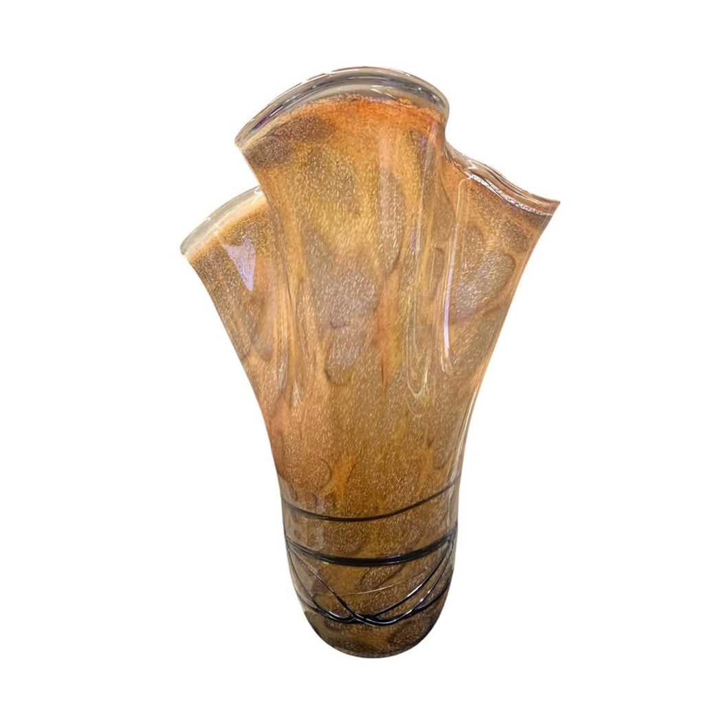 Blown glass iridescent handkerchief vase