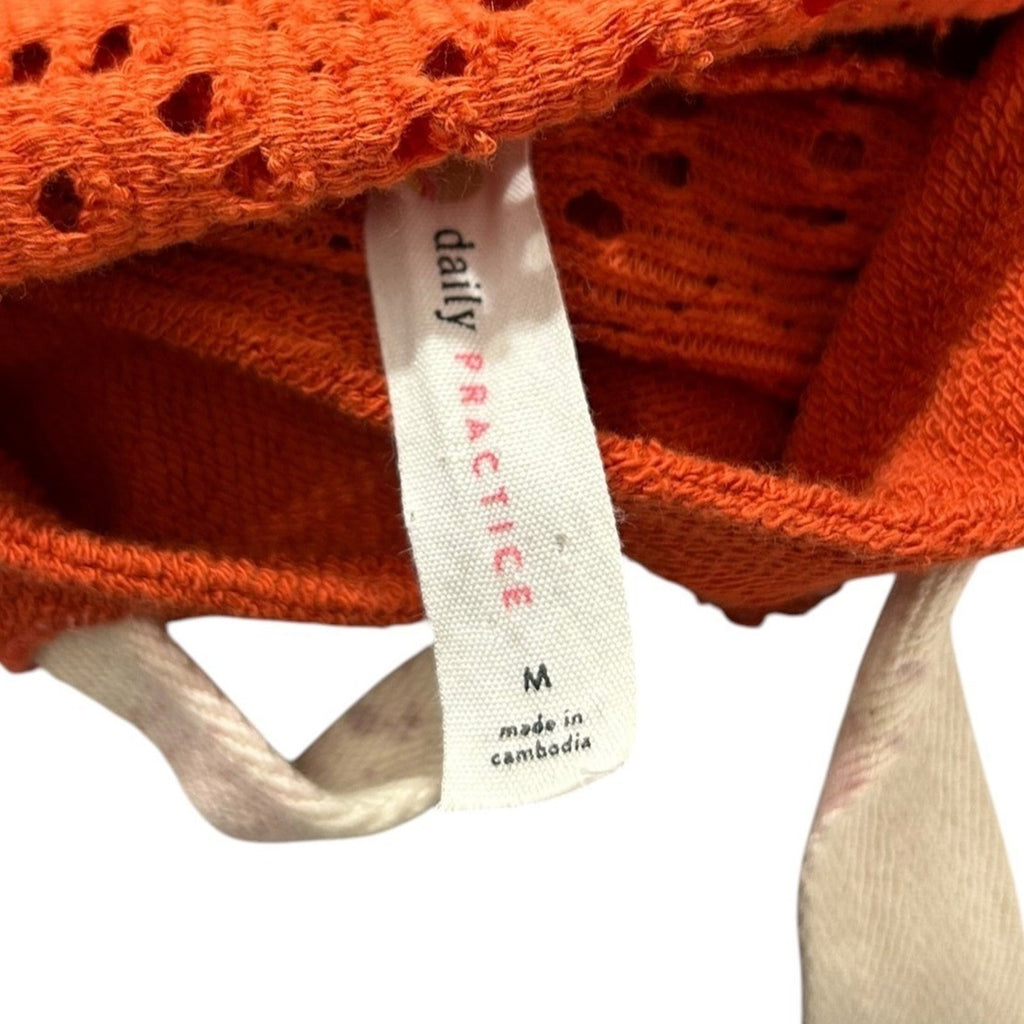 Daily Practice by Anthropologie Robyn Crochet Hoodie Orange Eyelet Medium