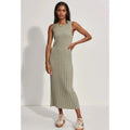 Varley Florian Knit Dress Sage Green Cotton Pointelle Ribbed Midi Womens Small