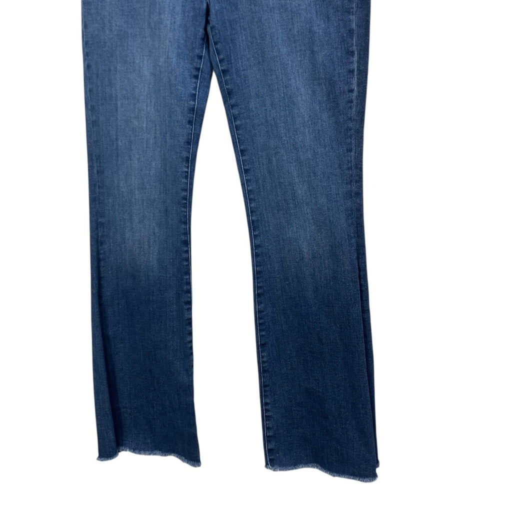Pilcro and the Letterpress Flare Jeans Medium Wash Patch Pocket Raw Hem 29