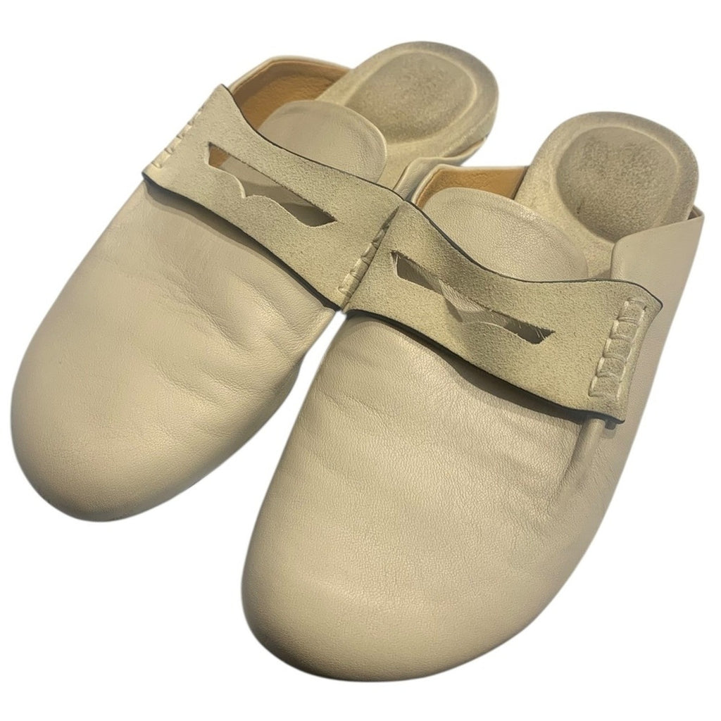 Rag Bone New York Beige Leather Slip On Mules Loafers Women's Size 37.5 us 7.5