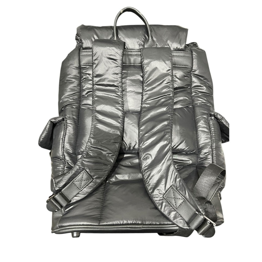Joan & David Puffy Backpack Puffer Leather Trim Flap Backpack Bag Women's