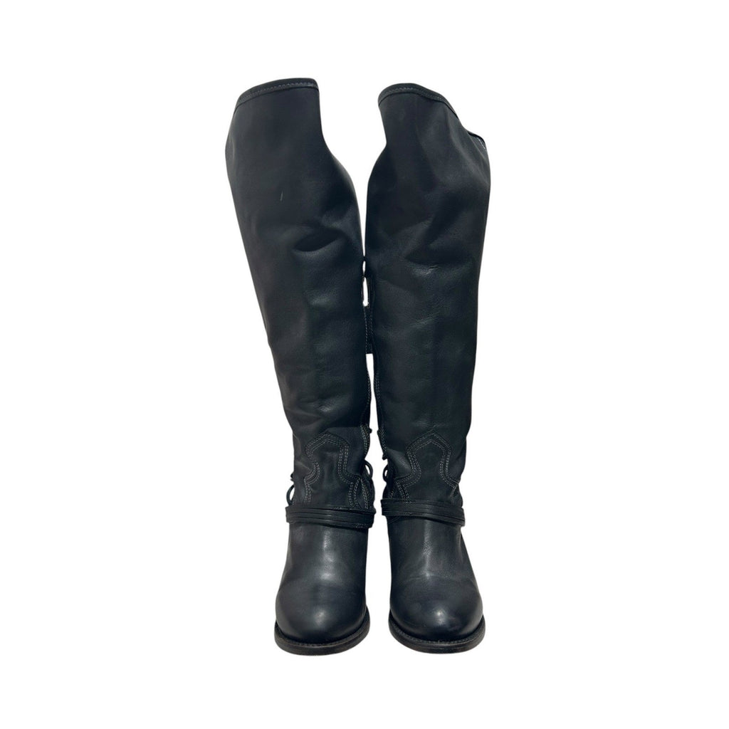 Freebird by Steven Coal Black Leather Over The Knee Lace Up Boots Womens 9