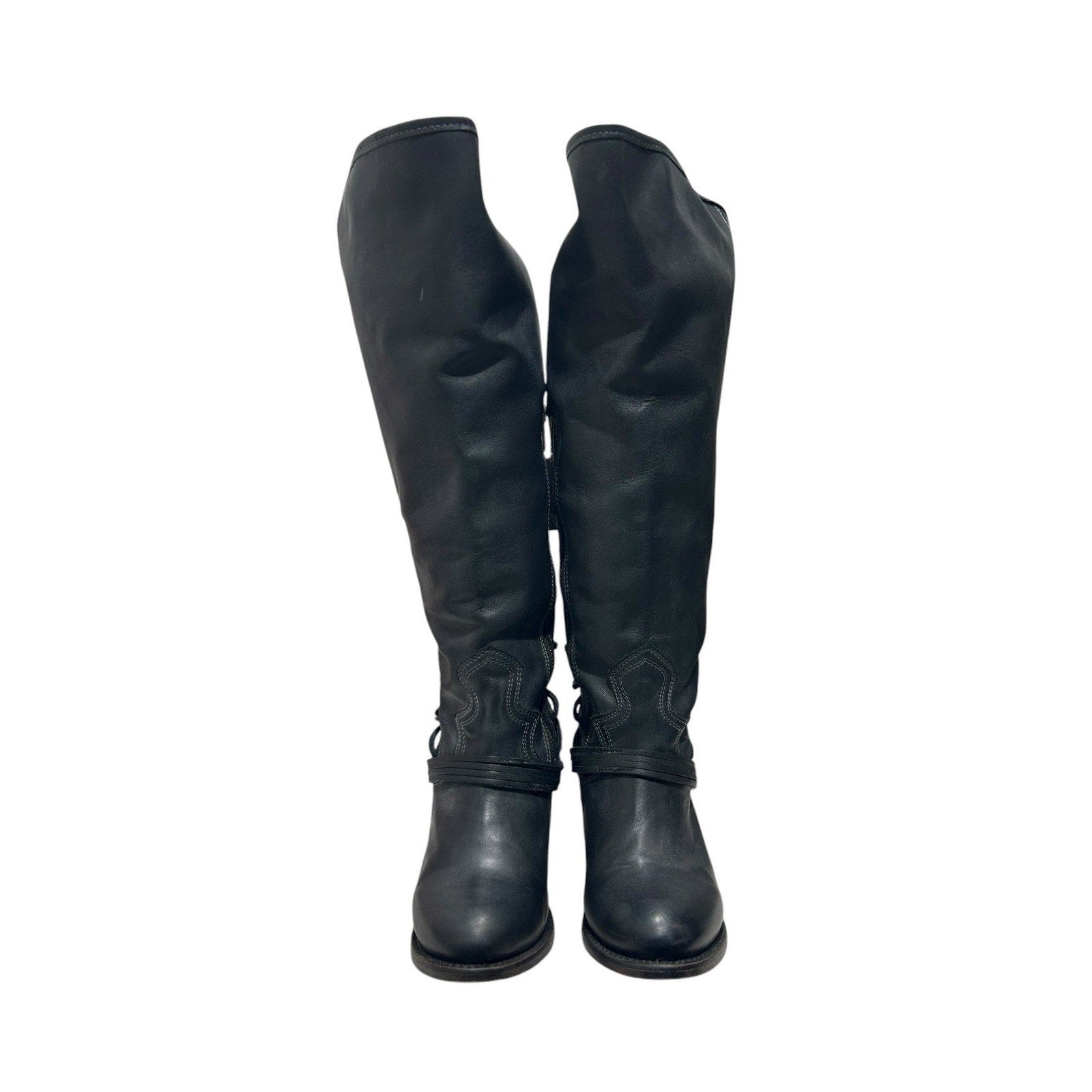 Freebird by Steven Coal Black Leather Over The Knee Lace Up Boots Womens 9